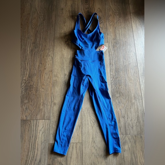 NWT FP MOVEMENT Back it Up Onesie Jumpsuit Pool Blue Size XS Free People - Picture 2 of 9